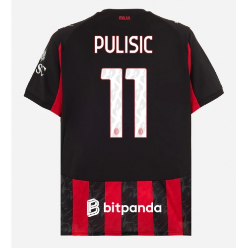 Billige Fotballdrakt AC Milan Christian Pulisic #11 Replika Hjemmedrakt 2025-26 Kortermet Billige Fotballdrakt AC Milan Christian Pulisic #11 Replika Hjemmedrakt 2025-26 Kortermet